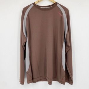 Aigle Actimum Long Sleeve Athletic Crew Shirt Brown Gray Sz XXL